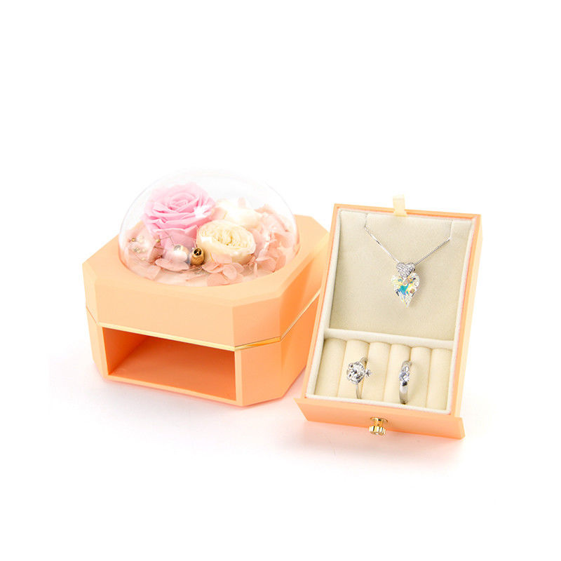 Flower Jewelry Box Necklace Ring Jewelry Box With Roses For Valentine'S Day Surprise