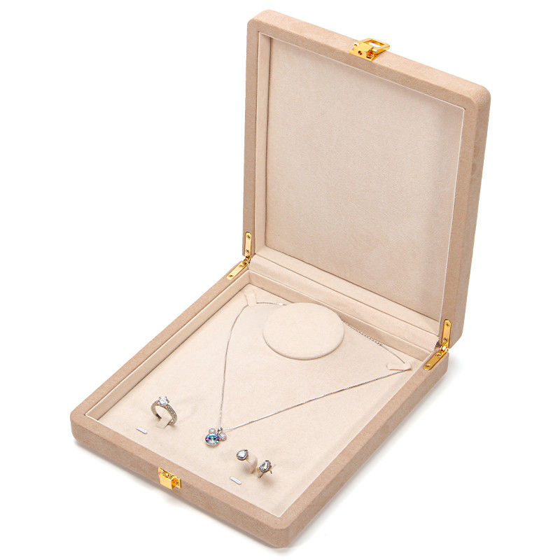 Luxury Jewelry Package for Pearl Necklace Custom Rounded White Microfiber Leather Ring Storage Box