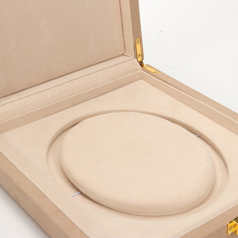 Luxury Jewelry Package for Pearl Necklace Custom Rounded White Microfiber Leather Ring Storage Box