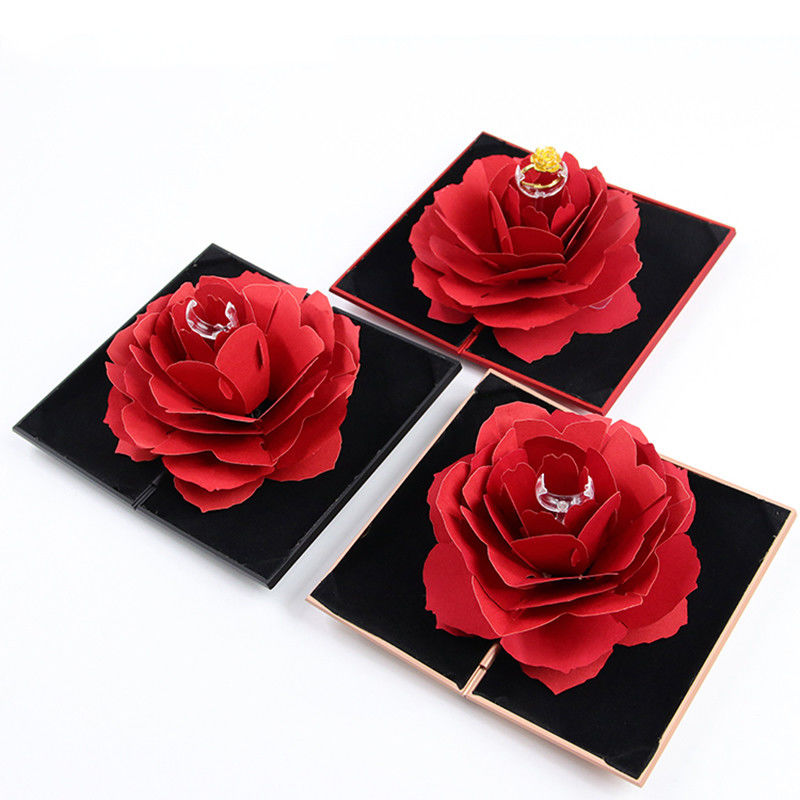 OEM Black Safflower Jewelry Packaging Case Rose Flower Gift Box For Jewellry