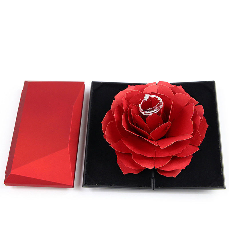 OEM Black Safflower Jewelry Packaging Case Rose Flower Gift Box For Jewellry