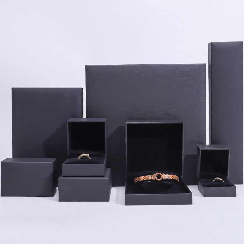 Handmade Eco Cardboard flip black Jewelry Box customizable jewellery box