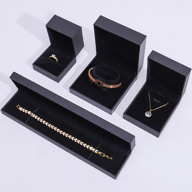 Handmade Eco Cardboard flip black Jewelry Box customizable jewellery box
