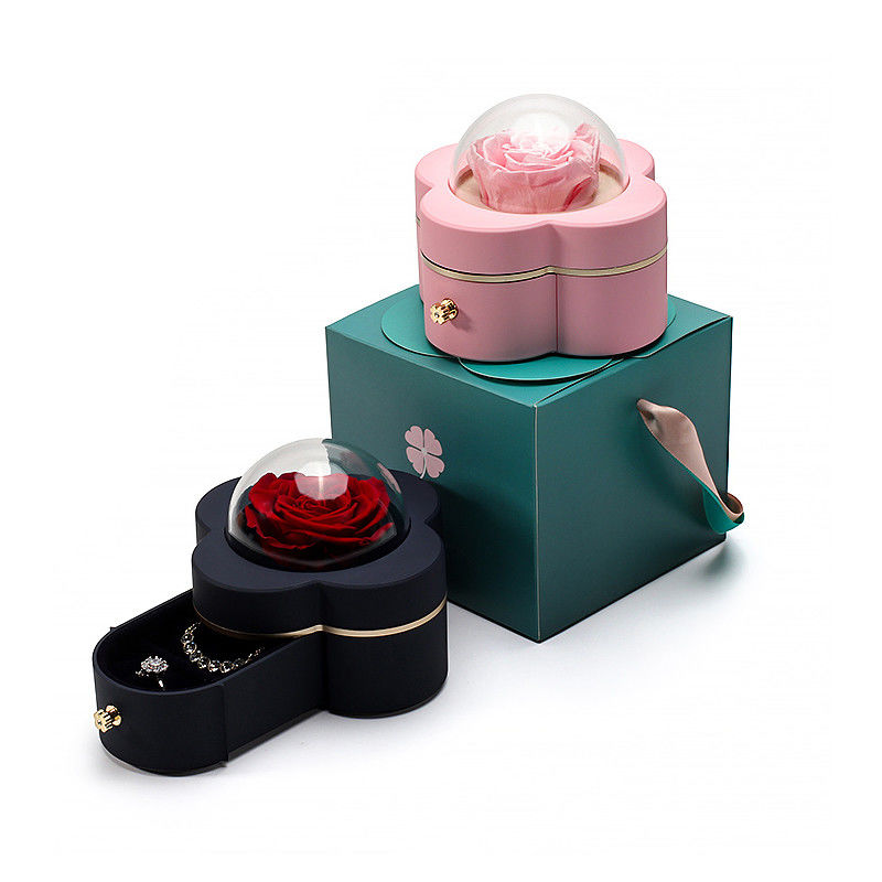 Four Leaf Clover Shape Spray Paint Drawer Jewelry Box for Sophisticated Packaging