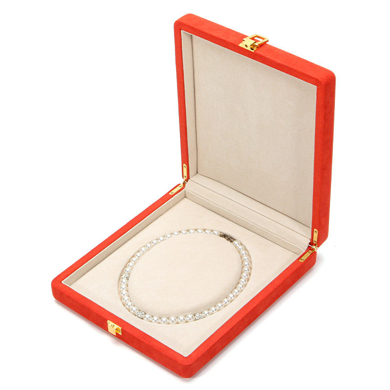 Hanhong Custom Orange Microfiber Leather Jewelry Packaging Box for Luxury Pearl Necklace