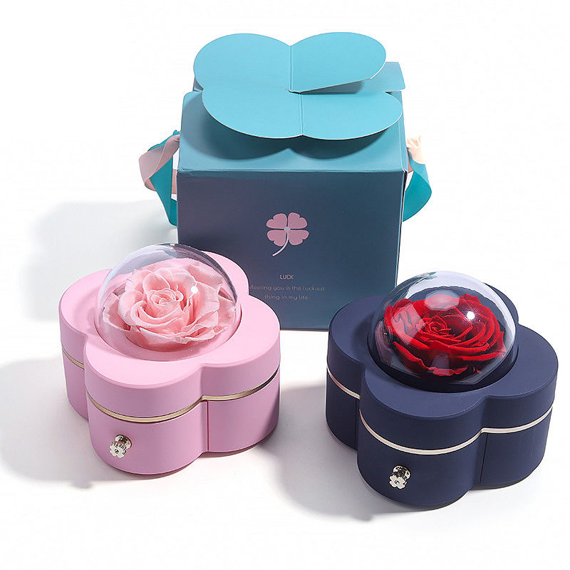 Four Leaf Clover Shape Spray Paint Drawer Jewelry Box for Sophisticated Packaging