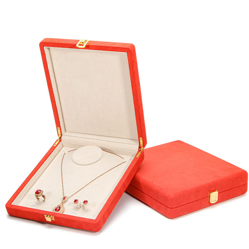 Hanhong Custom Orange Microfiber Leather Jewelry Packaging Box for Luxury Pearl Necklace