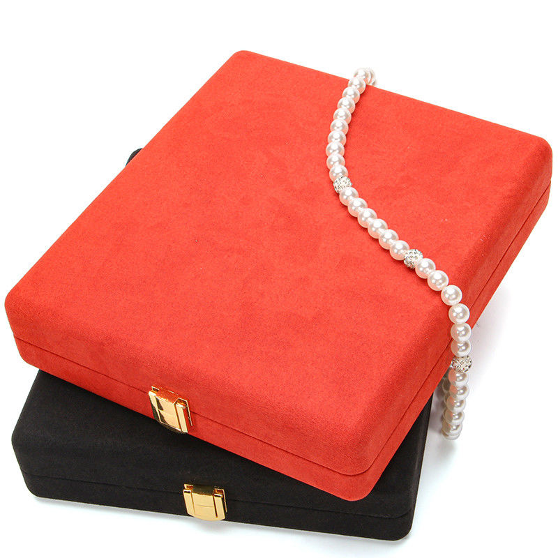 Hanhong Custom Orange Microfiber Leather Jewelry Packaging Box for Luxury Pearl Necklace