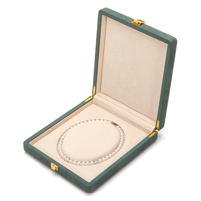 Green Microfiber Leather Jewelry Storage Box for Pearl Necklace 20*23*5cm Hanhong Custom