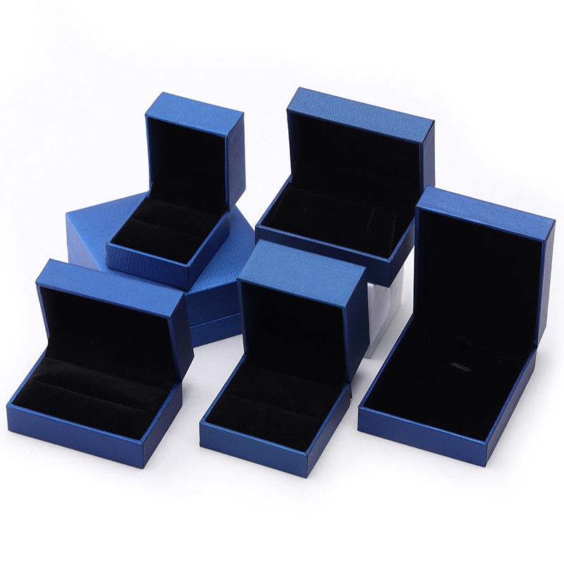 Blue Luxury Paper Jewelry Box Custom Logo Earrings Necklace Pendant Ring Packaging