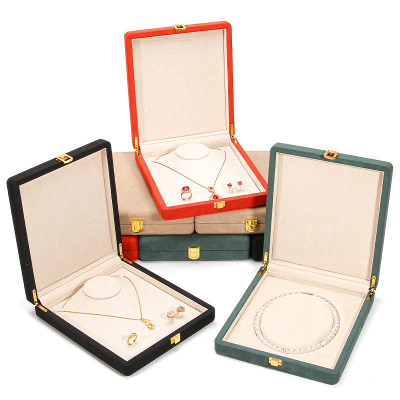 Green Microfiber Leather Jewelry Storage Box for Pearl Necklace 20*23*5cm Hanhong Custom