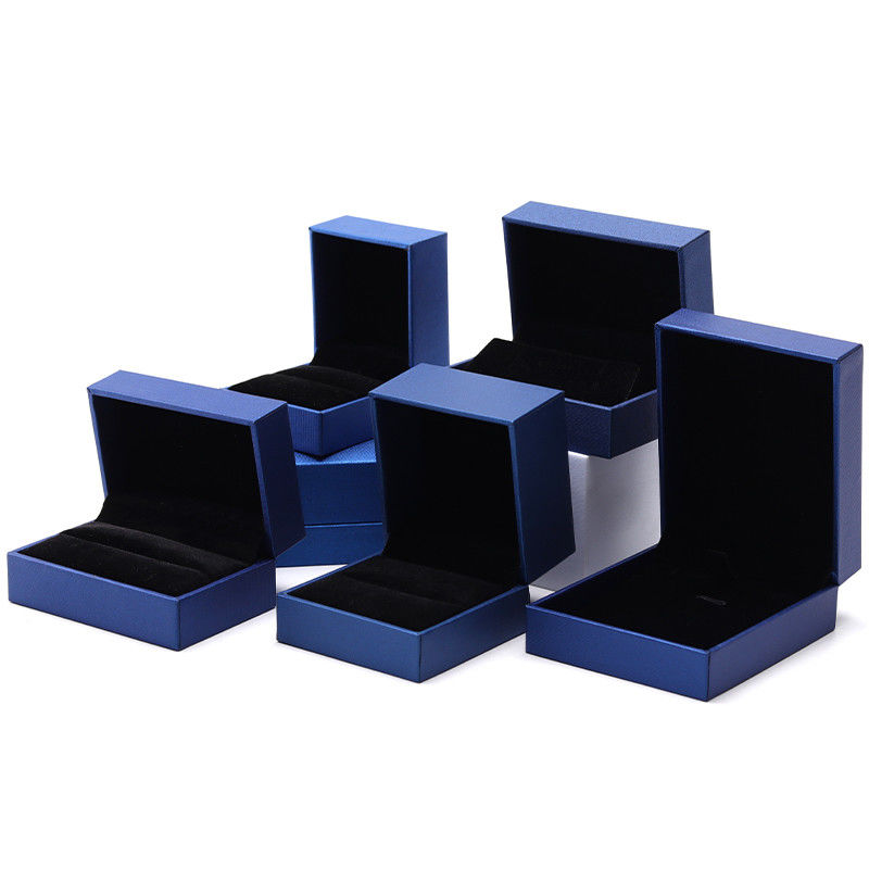 Blue Luxury Paper Jewelry Box Custom Logo Earrings Necklace Pendant Ring Packaging