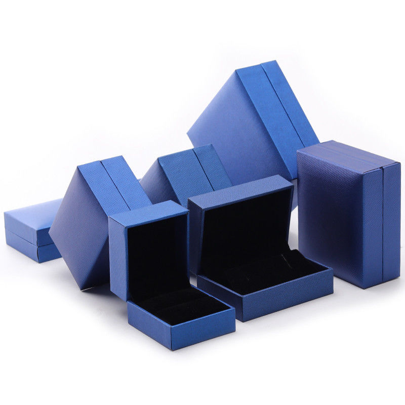 Blue Luxury Paper Jewelry Box Custom Logo Earrings Necklace Pendant Ring Packaging