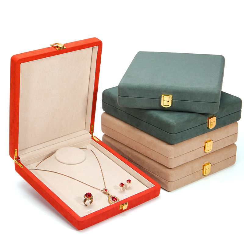 Green Microfiber Leather Jewelry Storage Box for Pearl Necklace 20*23*5cm Hanhong Custom