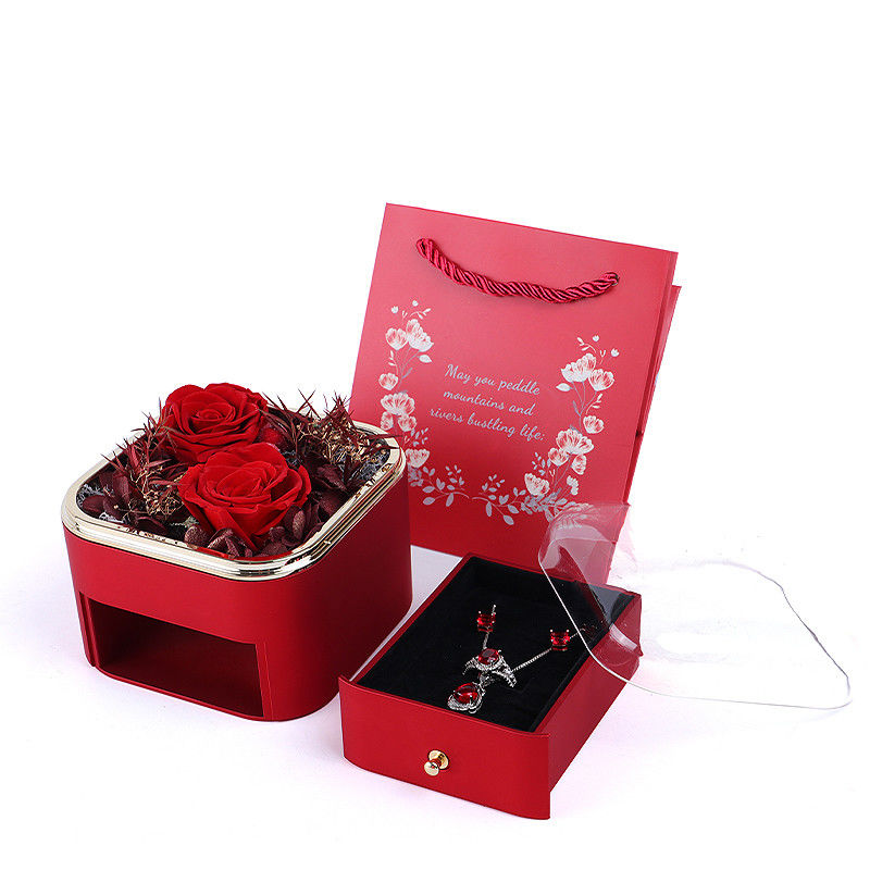 Customized Size Flower Drawer Jewelry Box Rose Design For Valentine'S Day Gift