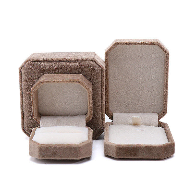elegant handmade gold Octagonal Velvet Jewelry Box for Necklace Earrings Bracelet Ring