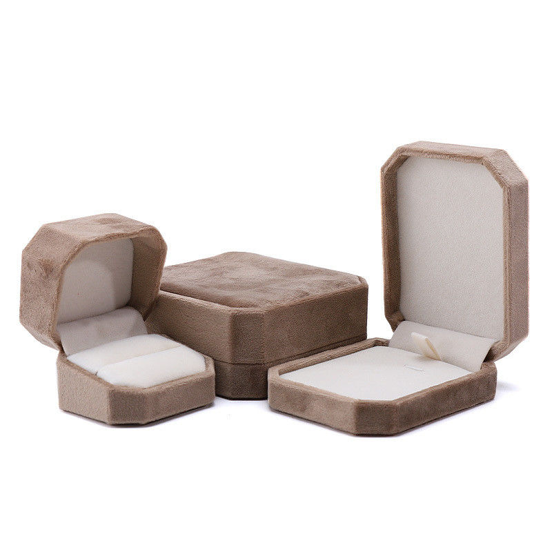 elegant handmade gold Octagonal Velvet Jewelry Box for Necklace Earrings Bracelet Ring