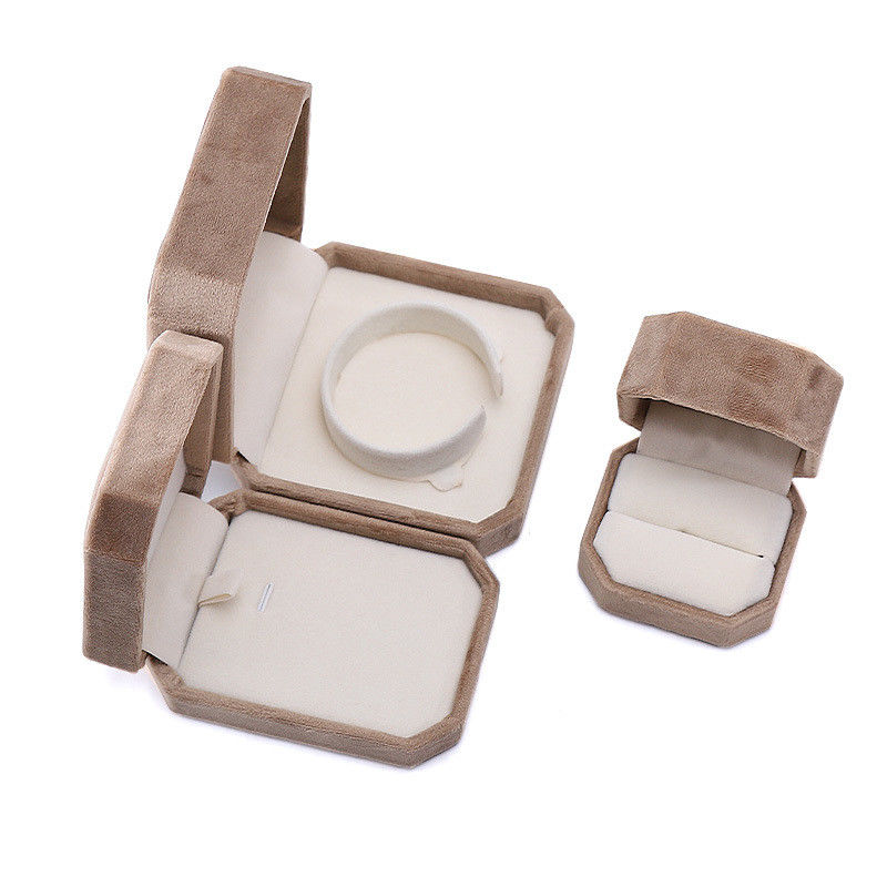 elegant handmade gold Octagonal Velvet Jewelry Box for Necklace Earrings Bracelet Ring