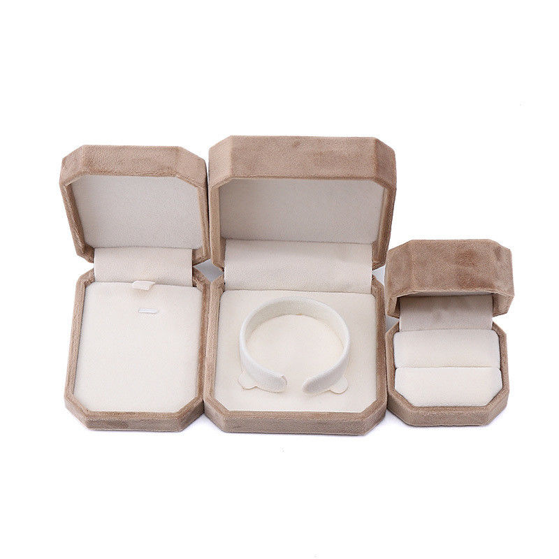 elegant handmade gold Octagonal Velvet Jewelry Box for Necklace Earrings Bracelet Ring
