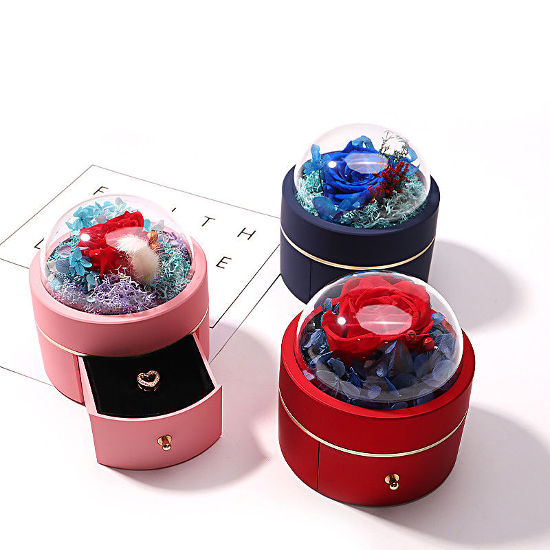 Custom Size Luxury Round Flower Jewelry Box Packaging Ring Drawer Box