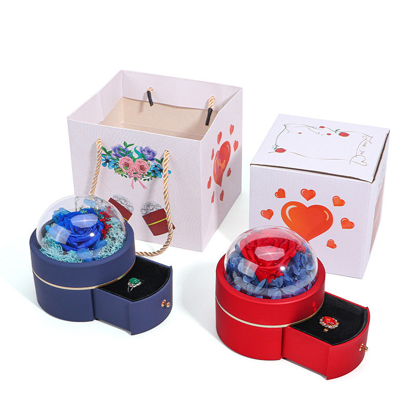 Custom Size Luxury Round Flower Jewelry Box Packaging Ring Drawer Box