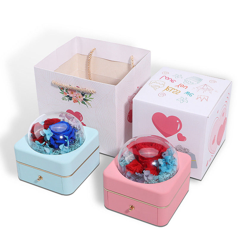 Custom Size Luxury Round Flower Jewelry Box Packaging Ring Drawer Box