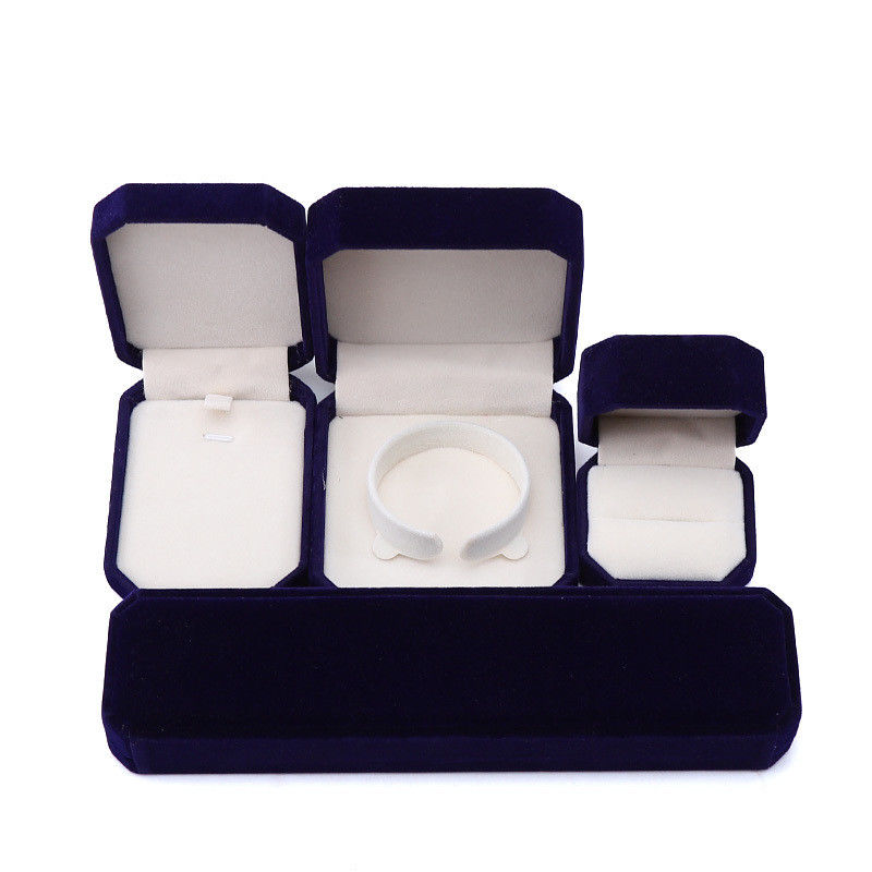 elegant handmade black Octagonal Velvet Jewelry Box for Necklace Earrings Bracelet Ring