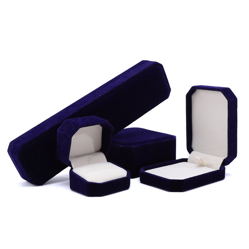 elegant handmade black Octagonal Velvet Jewelry Box for Necklace Earrings Bracelet Ring