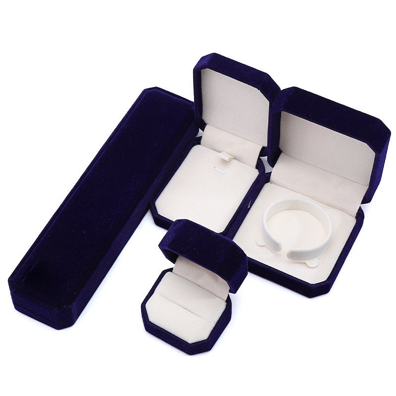 elegant handmade black Octagonal Velvet Jewelry Box for Necklace Earrings Bracelet Ring