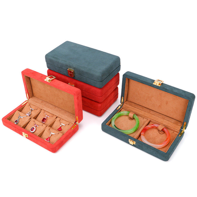 Custom Orange Microfiber Leather Jewelry Box for Stud Bracelet and Ring 19.5*11*5cm