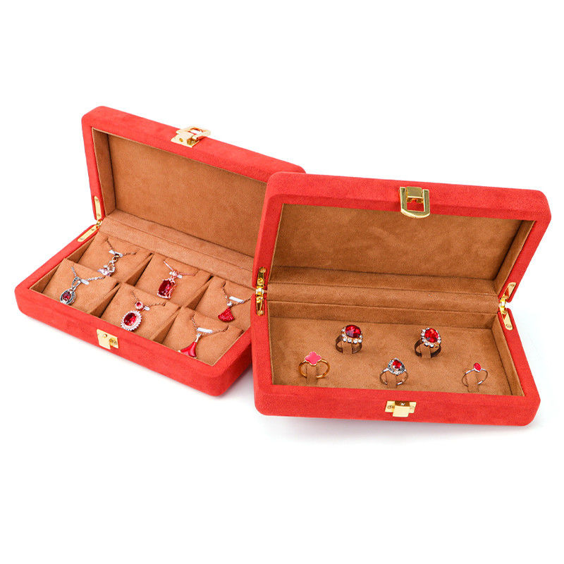 Custom Orange Microfiber Leather Jewelry Box for Stud Bracelet and Ring 19.5*11*5cm