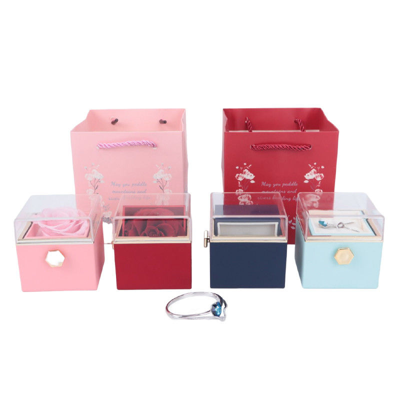 Preserved Soap Rose Flower Jewelry Box For Valentine's Day Gift Jewelry Package