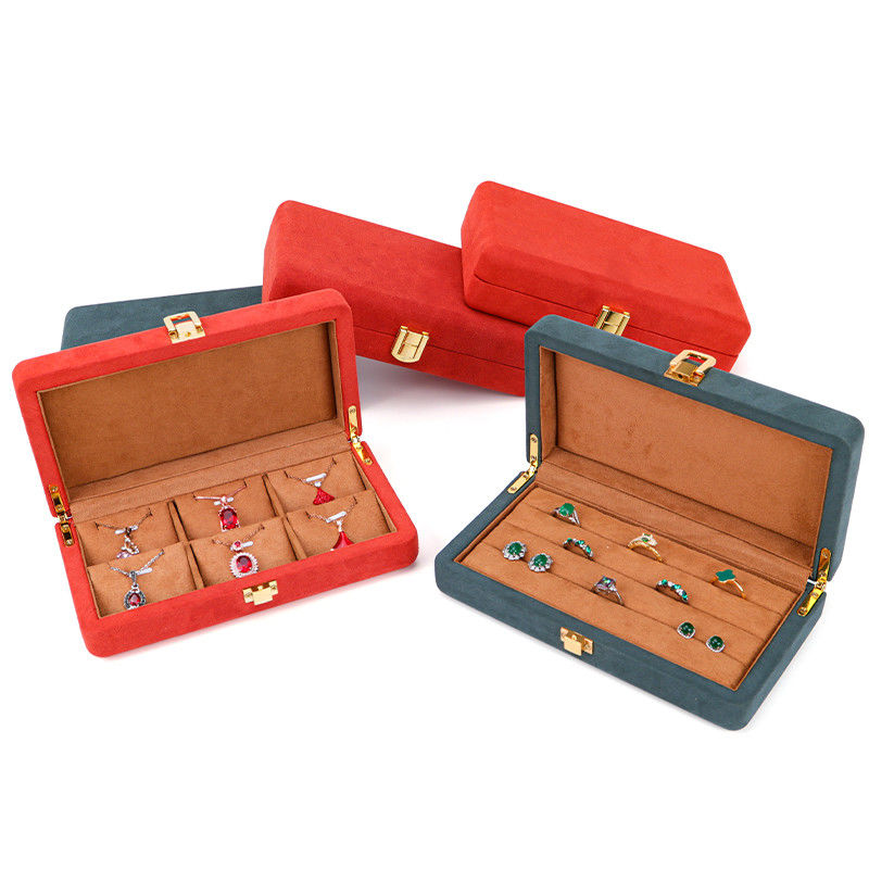 Custom Orange Microfiber Leather Jewelry Box for Stud Bracelet and Ring 19.5*11*5cm