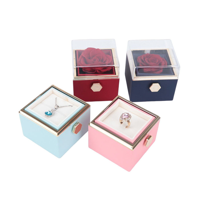 Preserved Soap Rose Flower Jewelry Box For Valentine's Day Gift Jewelry Package