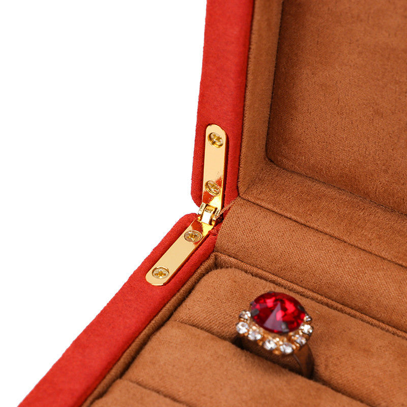 Custom Orange Microfiber Leather Jewelry Box for Stud Bracelet and Ring 19.5*11*5cm