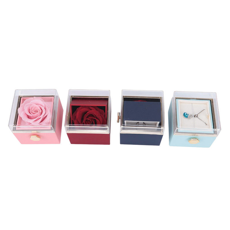 Preserved Soap Rose Flower Jewelry Box For Valentine's Day Gift Jewelry Package