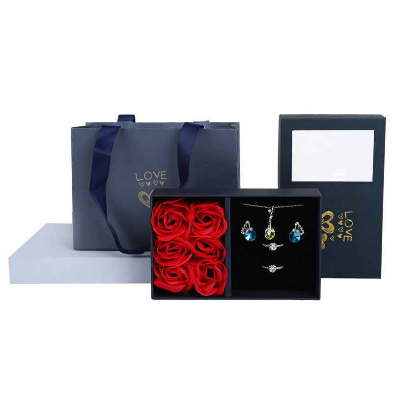 Hanhong Cardboard Rose Soap Flower Jewelry Box Gift Packaging with Tote Bag