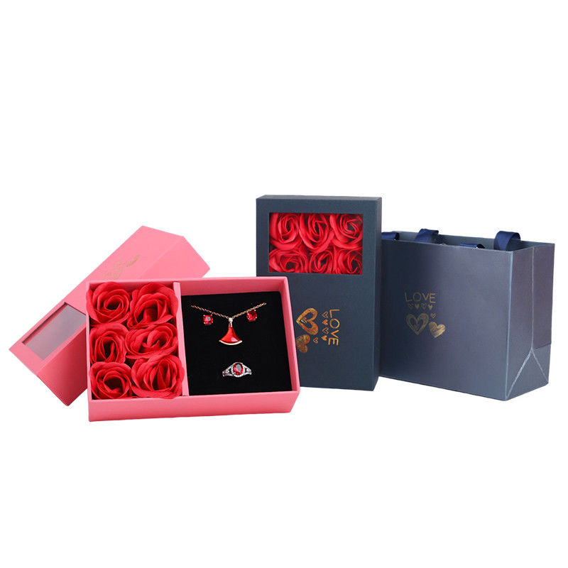 Hanhong Cardboard Rose Soap Flower Jewelry Box Gift Packaging with Tote Bag