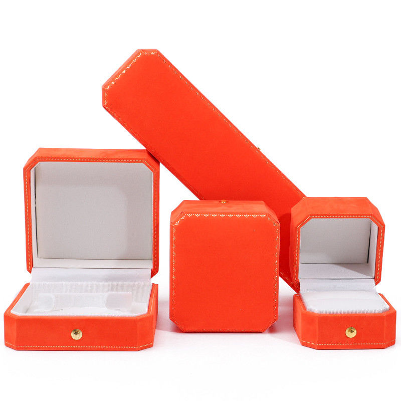 Newest Orange Velvet Jewelry Box for Custom Logo Pendant Earrings Bracelet Necklace Ring
