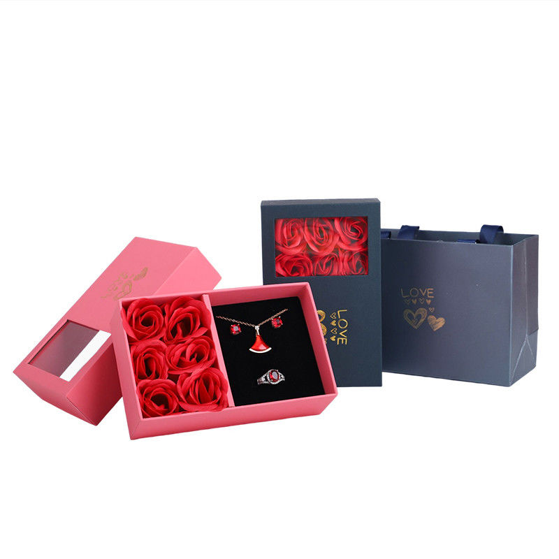 Hanhong Cardboard Rose Soap Flower Jewelry Box Gift Packaging with Tote Bag