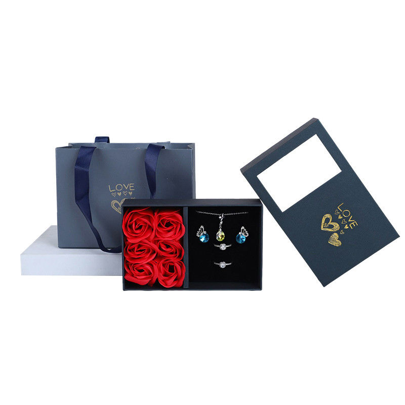 Hanhong Cardboard Rose Soap Flower Jewelry Box Gift Packaging with Tote Bag
