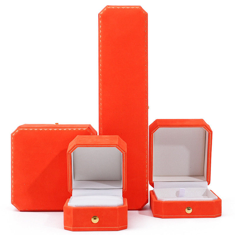 Newest Orange Velvet Jewelry Box for Custom Logo Pendant Earrings Bracelet Necklace Ring