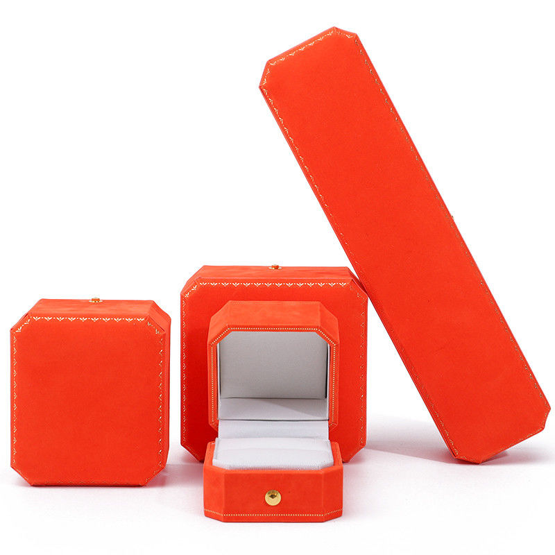 Newest Orange Velvet Jewelry Box for Custom Logo Pendant Earrings Bracelet Necklace Ring