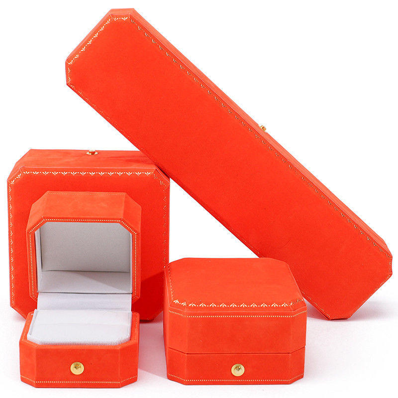 Newest Orange Velvet Jewelry Box for Custom Logo Pendant Earrings Bracelet Necklace Ring