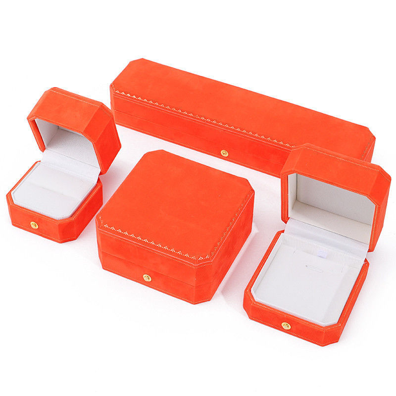 Newest Orange Velvet Jewelry Box for Custom Logo Pendant Earrings Bracelet Necklace Ring