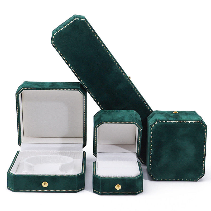 Custom Logo Green Velvet Jewelry Box for Pendant Earrings Bracelet Necklace Ring