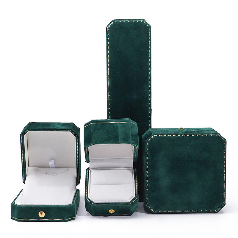 Custom Logo Green Velvet Jewelry Box for Pendant Earrings Bracelet Necklace Ring