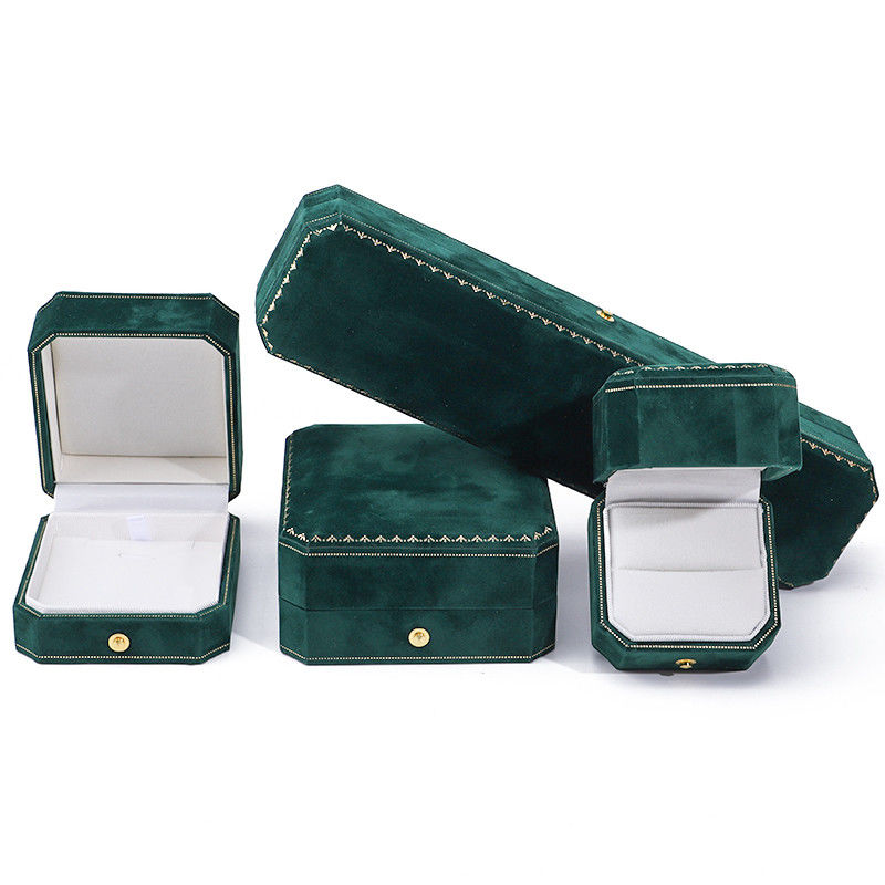 Custom Logo Green Velvet Jewelry Box for Pendant Earrings Bracelet Necklace Ring
