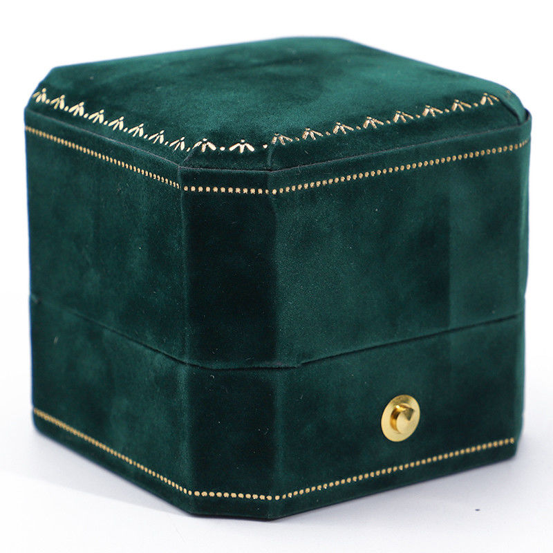 Custom Logo Green Velvet Jewelry Box for Pendant Earrings Bracelet Necklace Ring