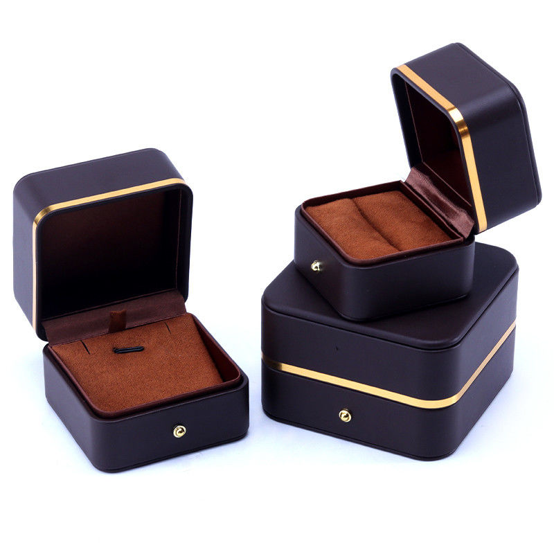 Coffee Style Grade Leather Jewelry Packaging Box for Stud Earrings Necklace Watch and Ring